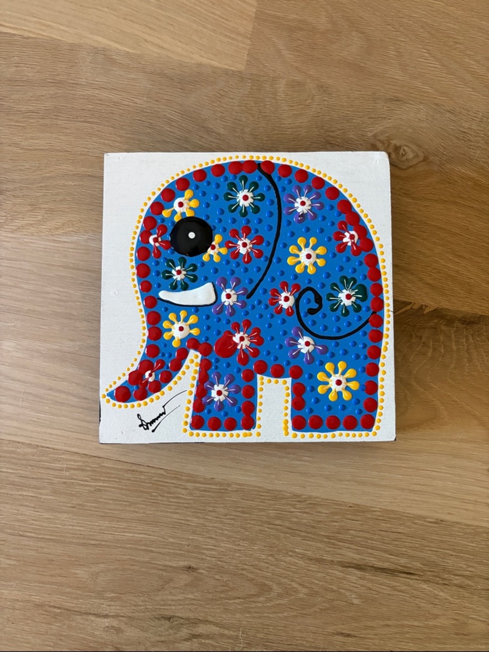 Blue Floral Elephant Canvas Wall Art
